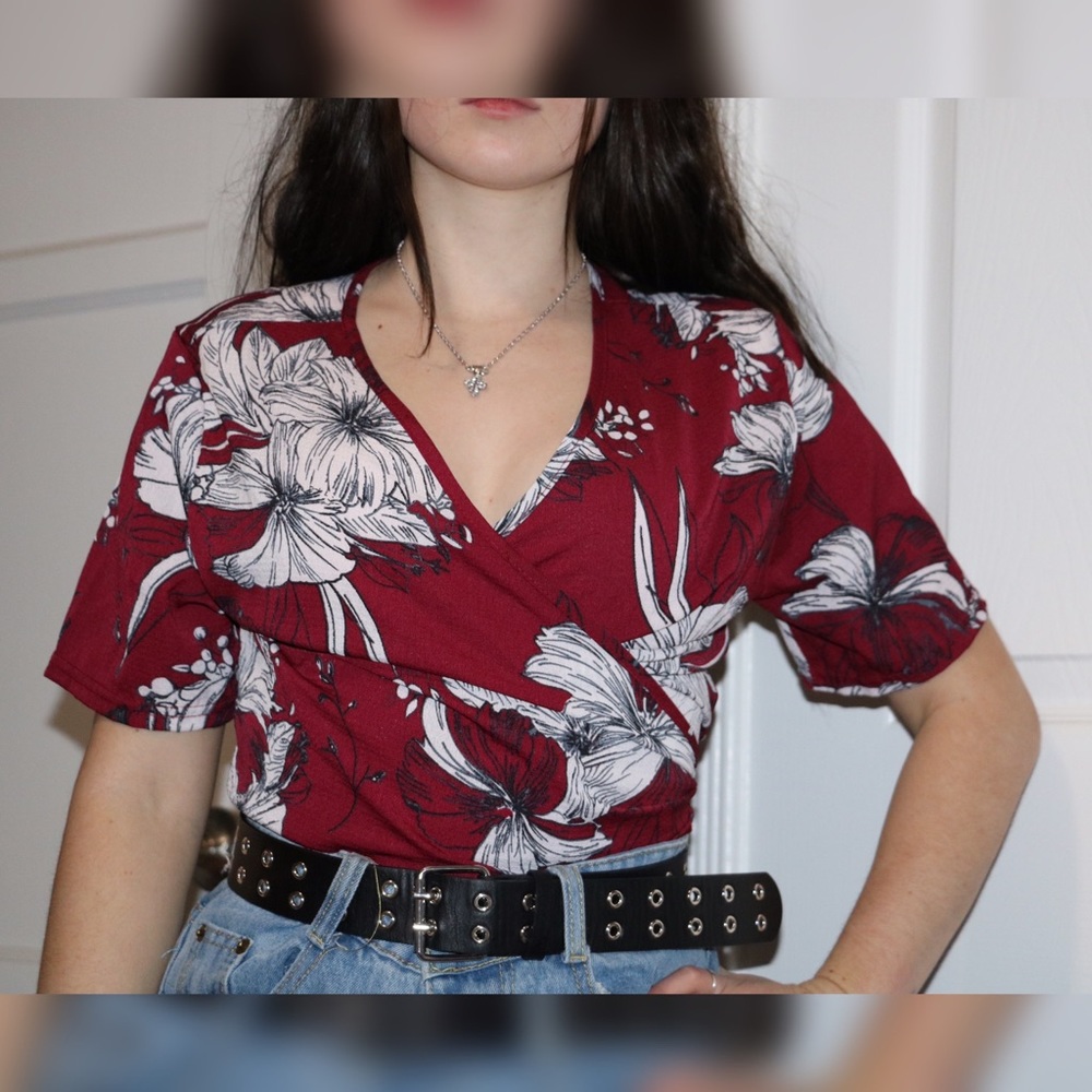 Floral Wrap Top